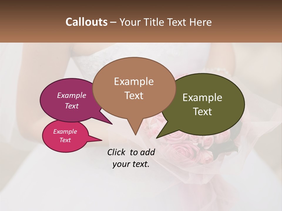 A Woman In A Wedding Dress Holding A Bouquet Of Pink Roses PowerPoint Template