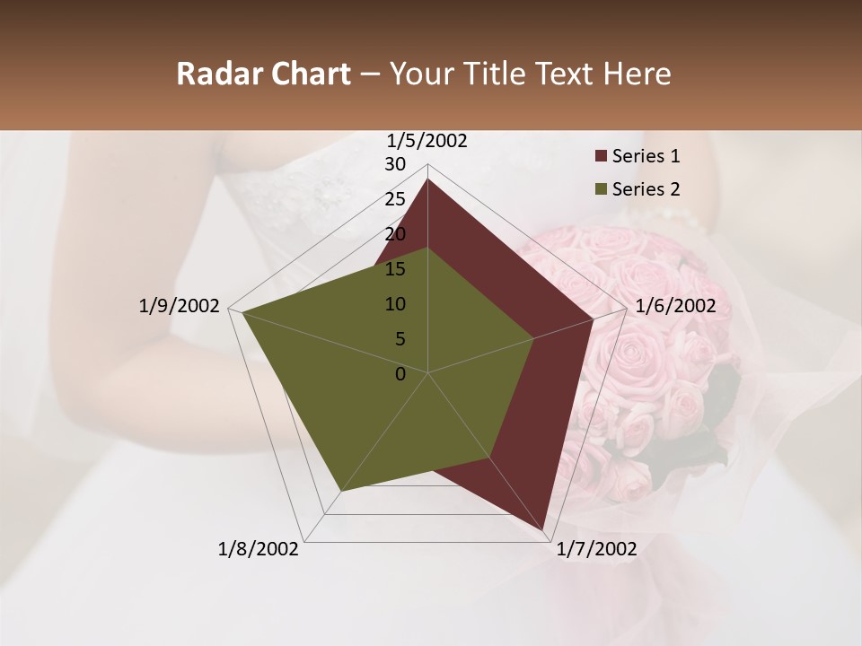 A Woman In A Wedding Dress Holding A Bouquet Of Pink Roses PowerPoint Template