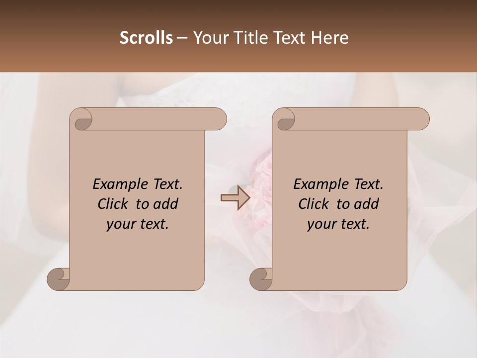 A Woman In A Wedding Dress Holding A Bouquet Of Pink Roses PowerPoint Template