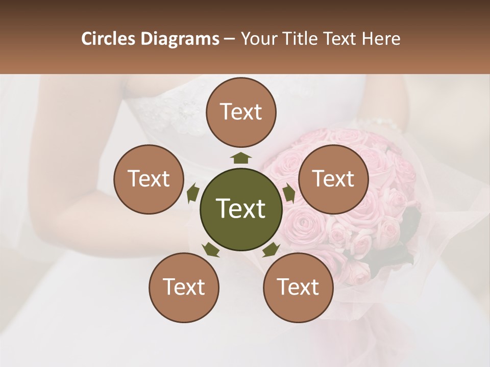 A Woman In A Wedding Dress Holding A Bouquet Of Pink Roses PowerPoint Template