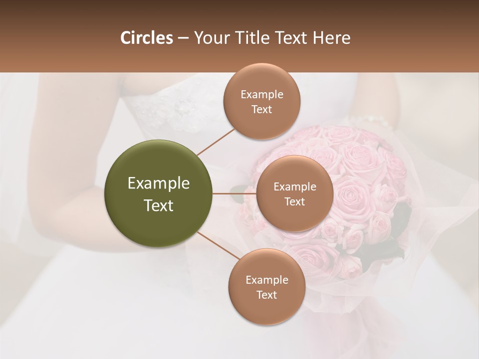 A Woman In A Wedding Dress Holding A Bouquet Of Pink Roses PowerPoint Template