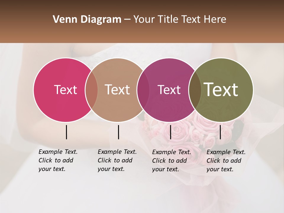 A Woman In A Wedding Dress Holding A Bouquet Of Pink Roses PowerPoint Template