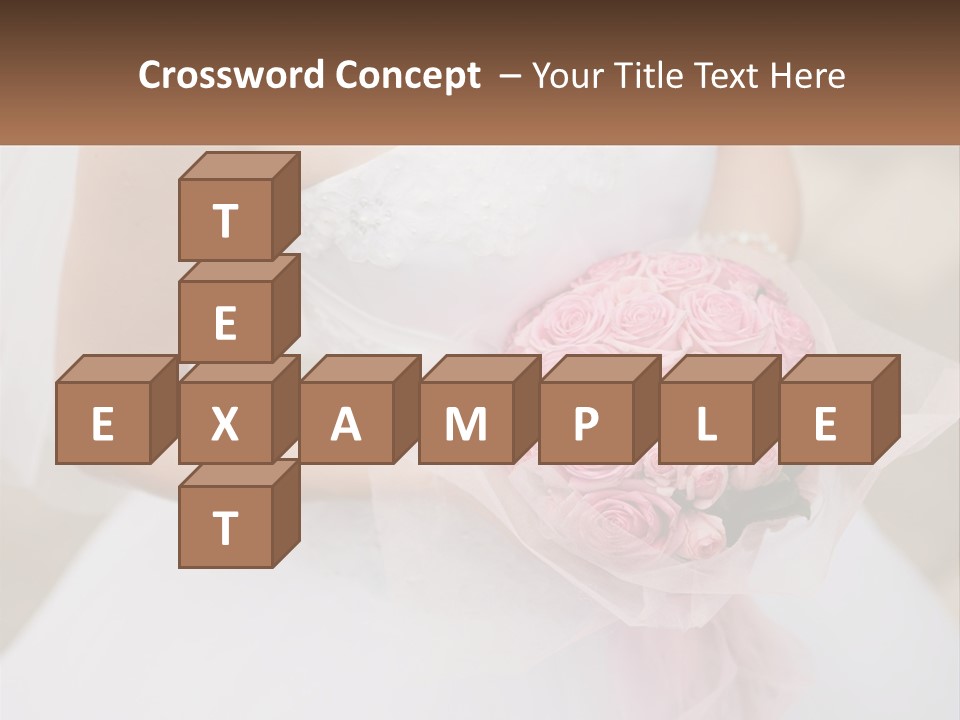 A Woman In A Wedding Dress Holding A Bouquet Of Pink Roses PowerPoint Template