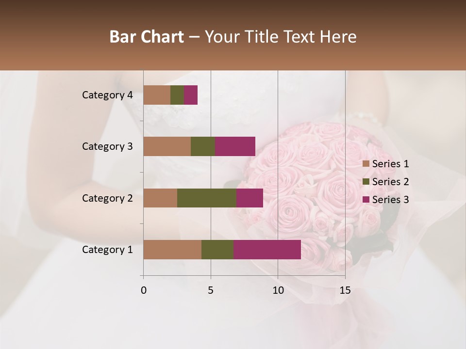 A Woman In A Wedding Dress Holding A Bouquet Of Pink Roses PowerPoint Template