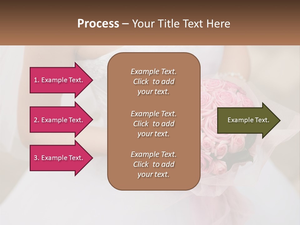 A Woman In A Wedding Dress Holding A Bouquet Of Pink Roses PowerPoint Template