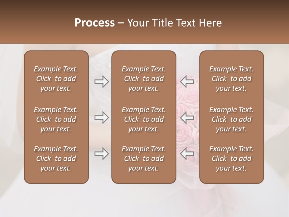 A Woman In A Wedding Dress Holding A Bouquet Of Pink Roses PowerPoint Template