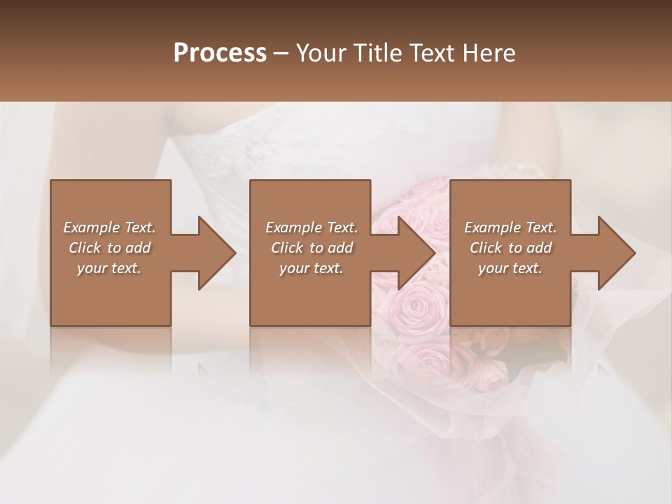 A Woman In A Wedding Dress Holding A Bouquet Of Pink Roses PowerPoint Template