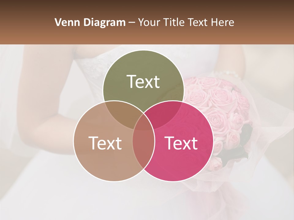 A Woman In A Wedding Dress Holding A Bouquet Of Pink Roses PowerPoint Template