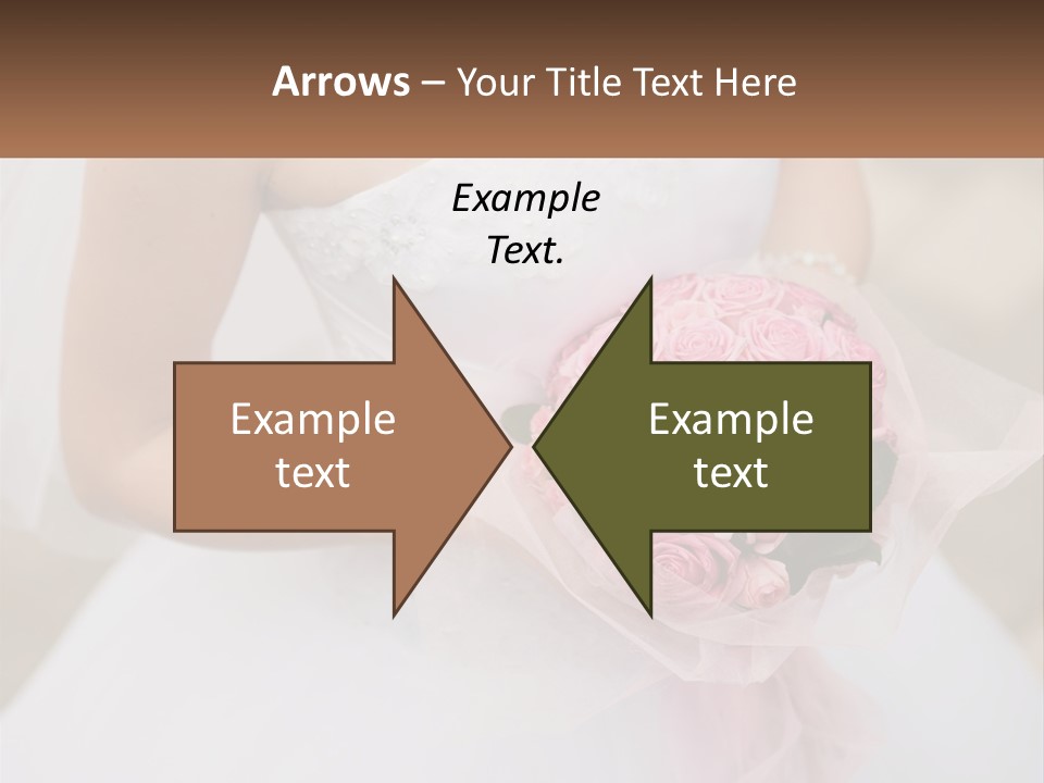 A Woman In A Wedding Dress Holding A Bouquet Of Pink Roses PowerPoint Template