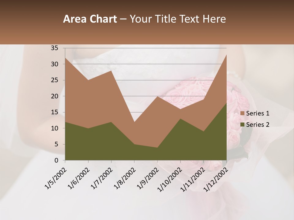 A Woman In A Wedding Dress Holding A Bouquet Of Pink Roses PowerPoint Template