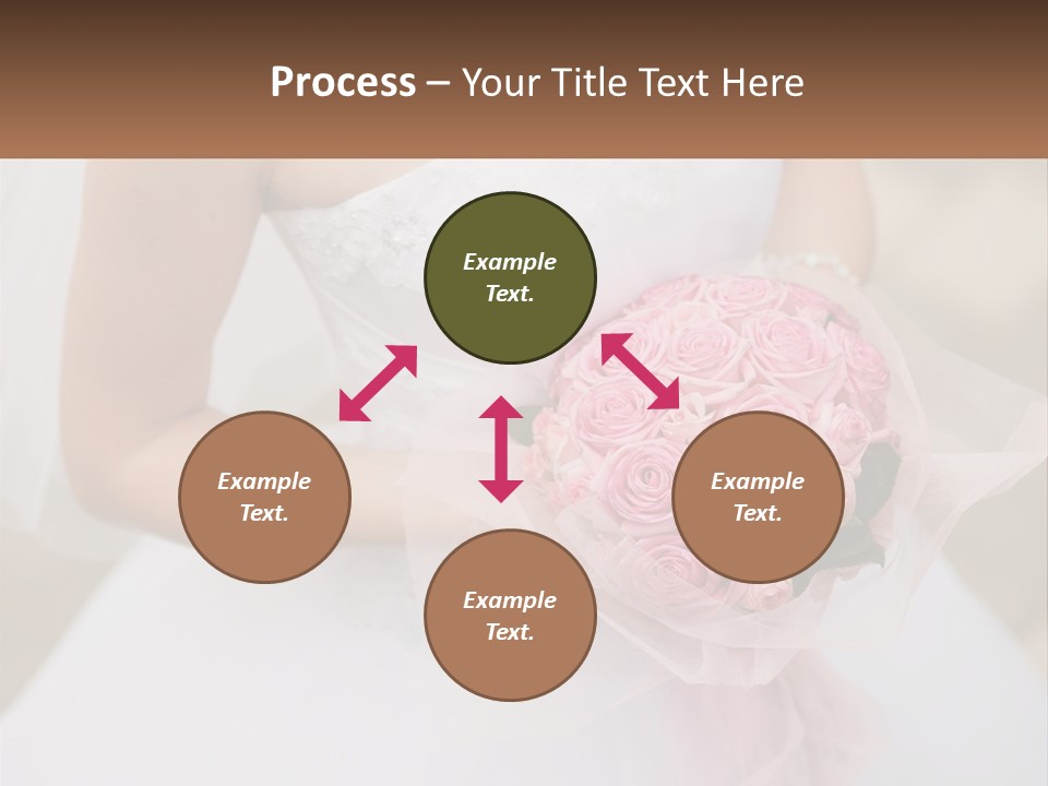 A Woman In A Wedding Dress Holding A Bouquet Of Pink Roses PowerPoint Template