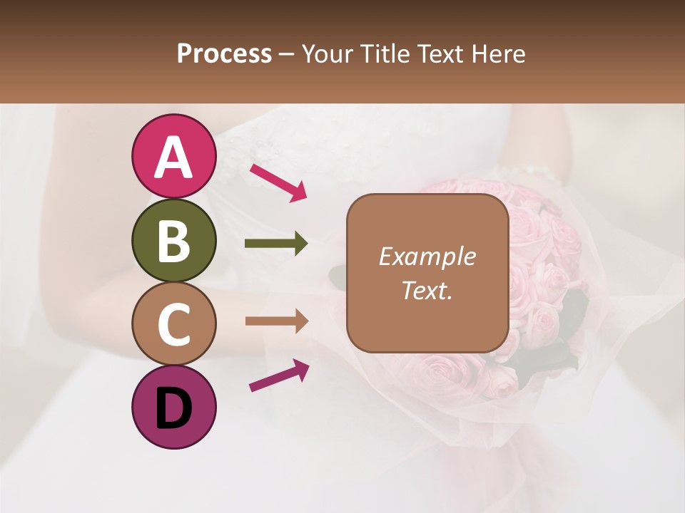 A Woman In A Wedding Dress Holding A Bouquet Of Pink Roses PowerPoint Template