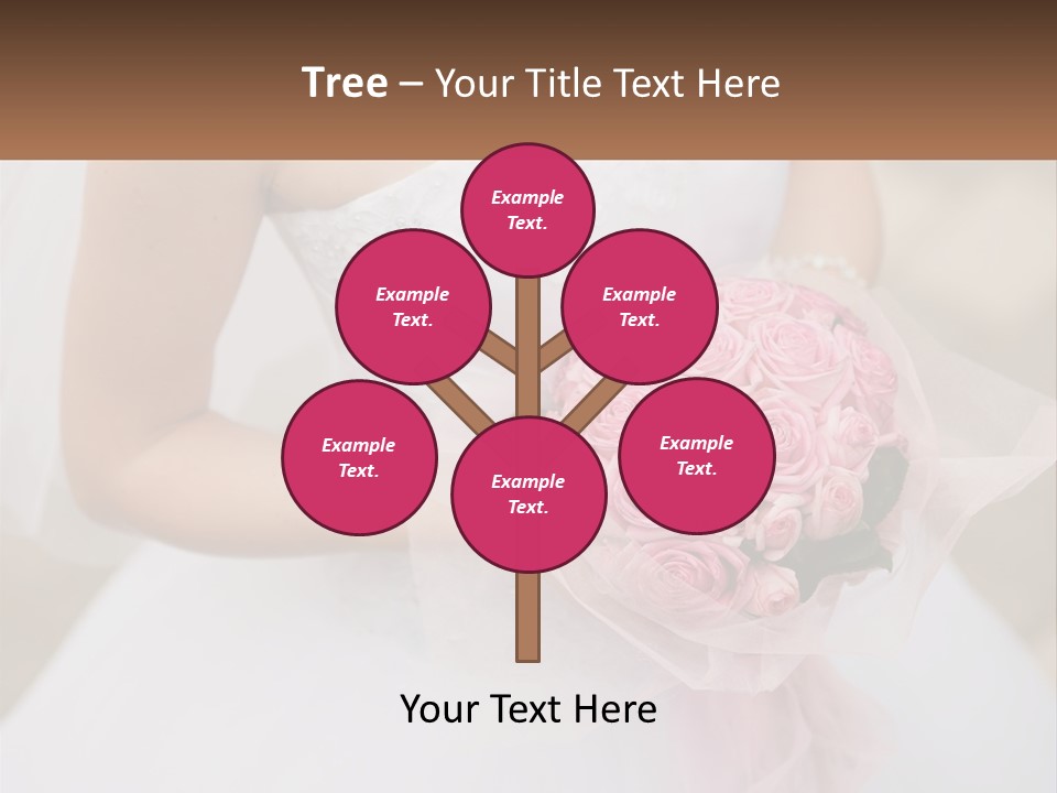 A Woman In A Wedding Dress Holding A Bouquet Of Pink Roses PowerPoint Template