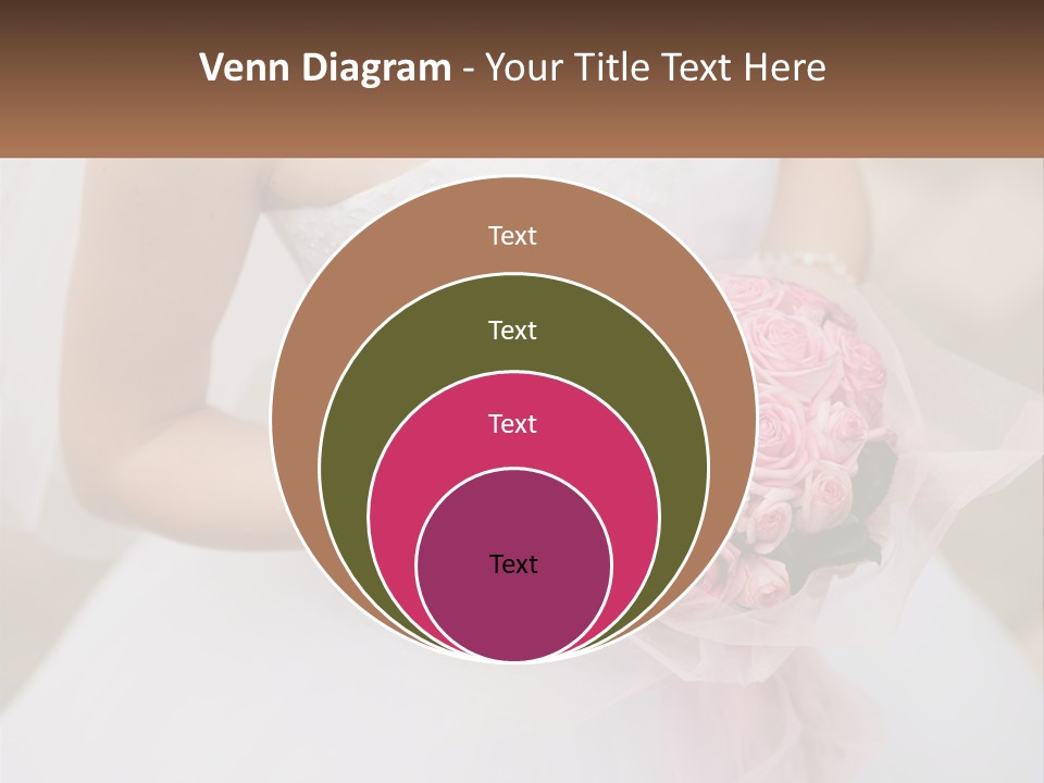 A Woman In A Wedding Dress Holding A Bouquet Of Pink Roses PowerPoint Template