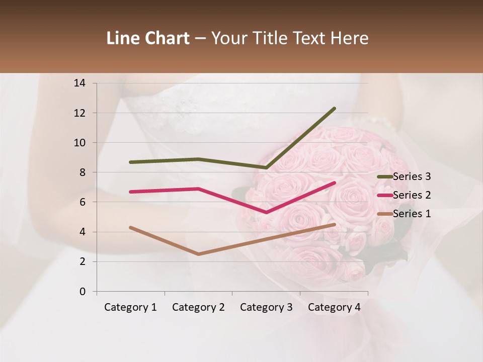 A Woman In A Wedding Dress Holding A Bouquet Of Pink Roses PowerPoint Template