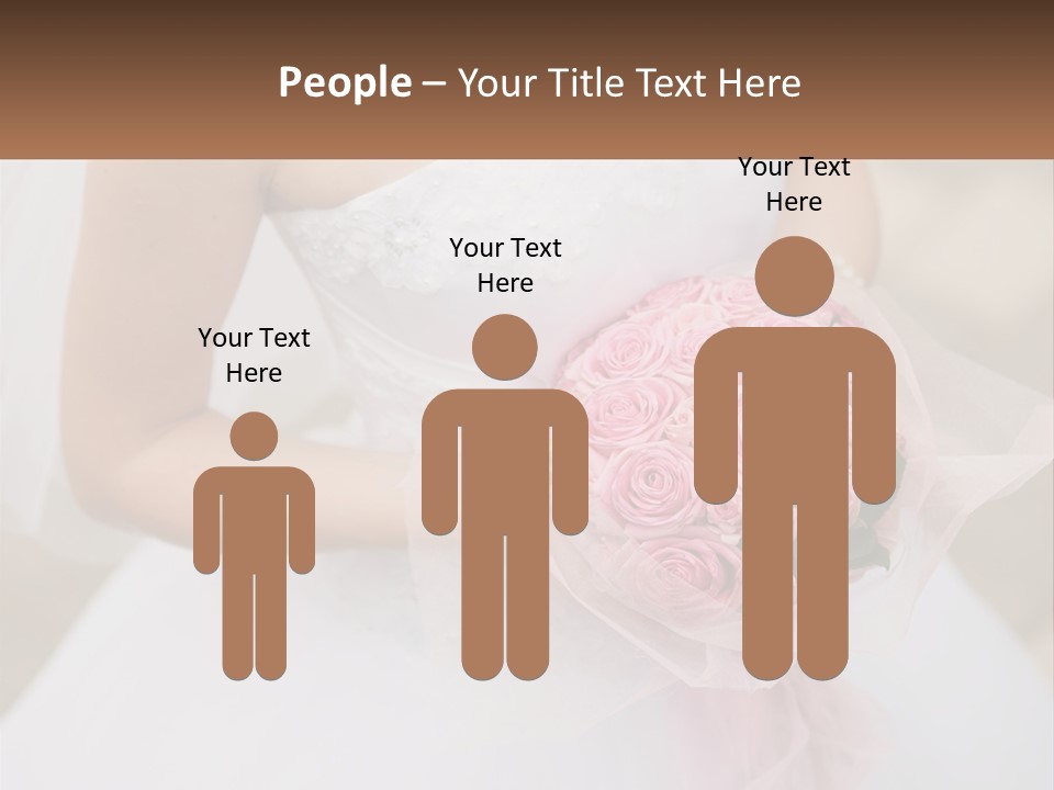 A Woman In A Wedding Dress Holding A Bouquet Of Pink Roses PowerPoint Template