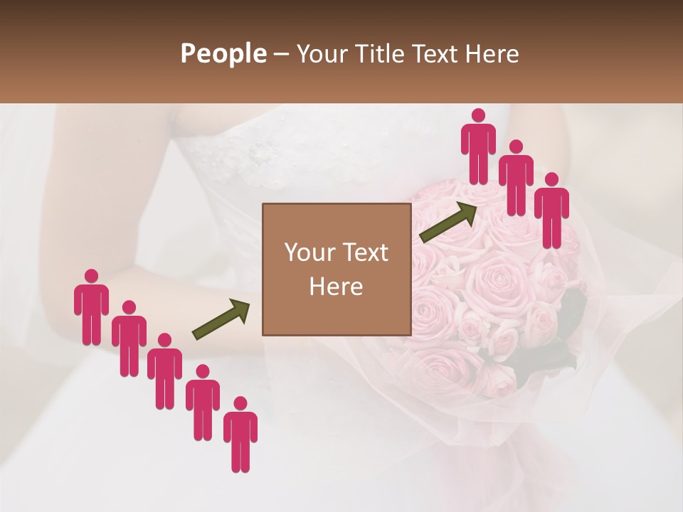 A Woman In A Wedding Dress Holding A Bouquet Of Pink Roses PowerPoint Template