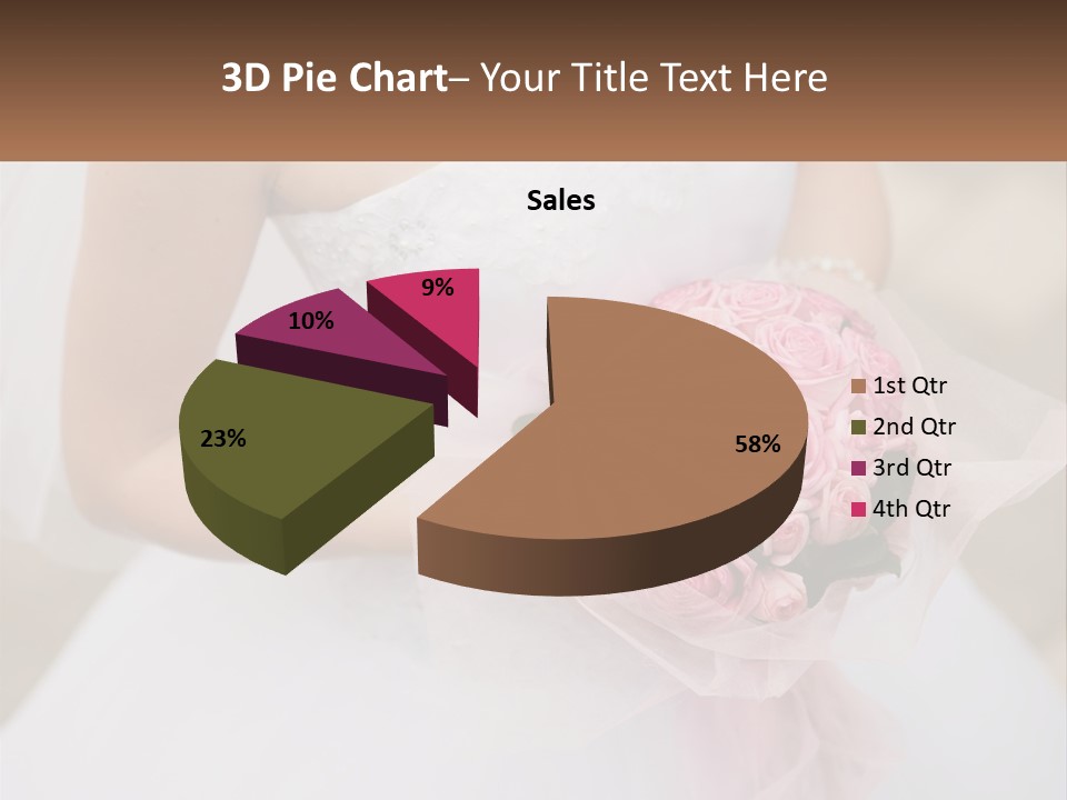 A Woman In A Wedding Dress Holding A Bouquet Of Pink Roses PowerPoint Template