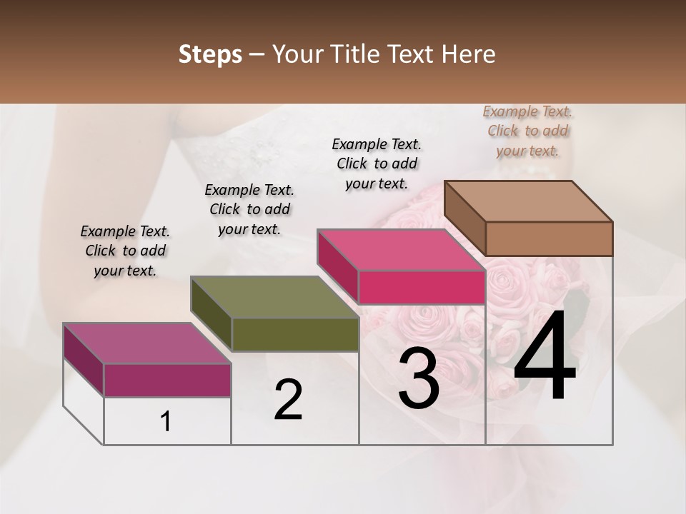 A Woman In A Wedding Dress Holding A Bouquet Of Pink Roses PowerPoint Template