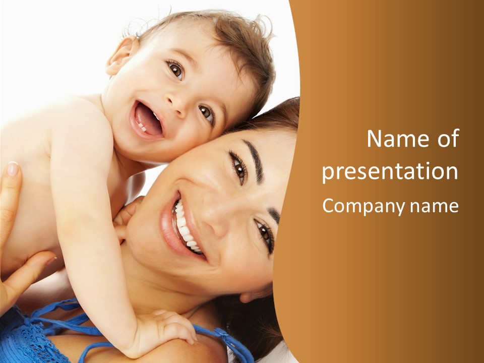 A Woman And A Child Are Smiling For The Camera PowerPoint Template