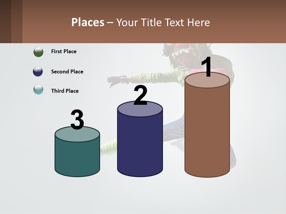 A Woman Jumping In The Air With A Backpack On Her Back PowerPoint Template