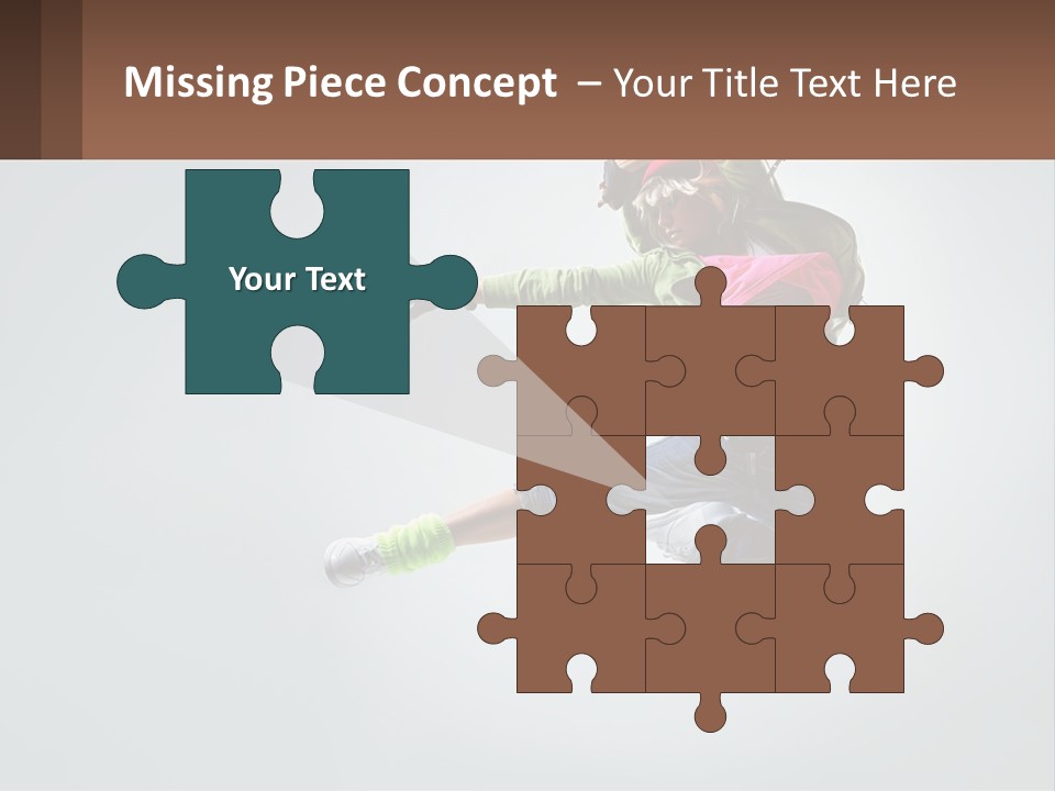 A Woman Jumping In The Air With A Backpack On Her Back PowerPoint Template