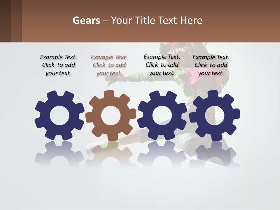 A Woman Jumping In The Air With A Backpack On Her Back PowerPoint Template