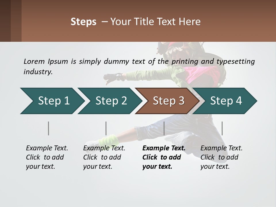 A Woman Jumping In The Air With A Backpack On Her Back PowerPoint Template