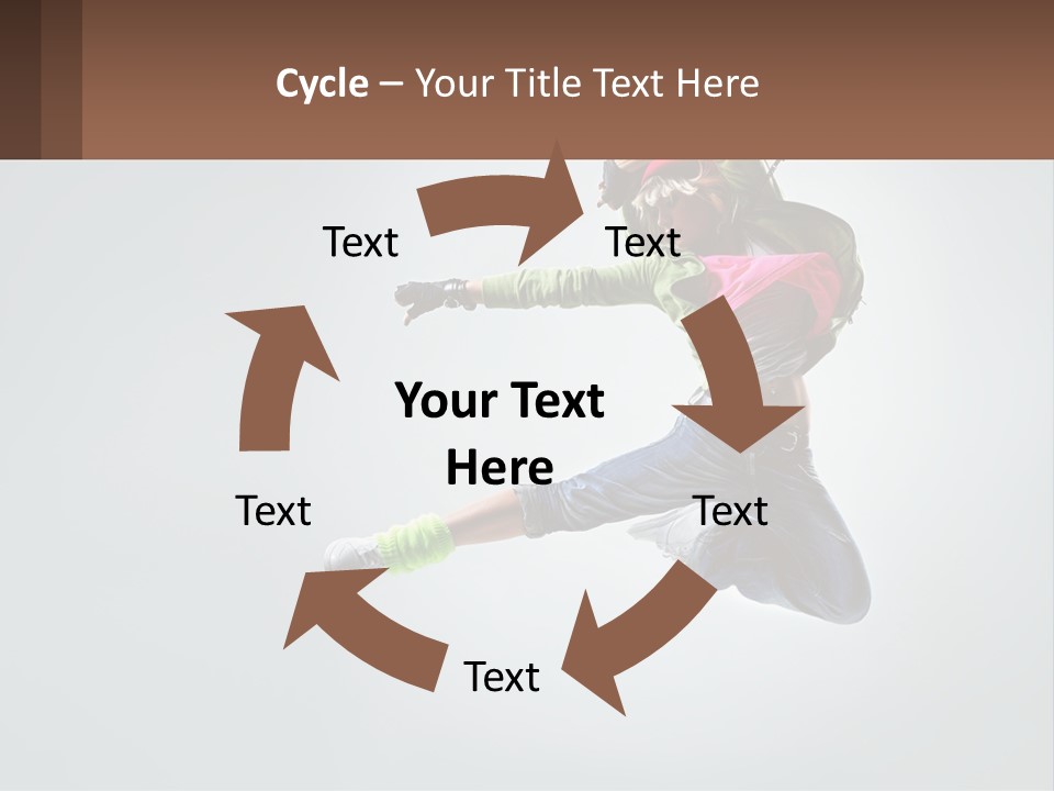 A Woman Jumping In The Air With A Backpack On Her Back PowerPoint Template