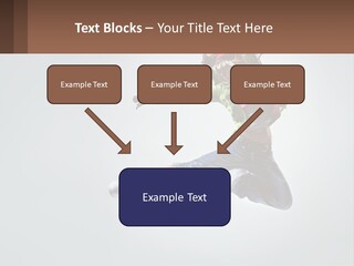 A Woman Jumping In The Air With A Backpack On Her Back PowerPoint Template