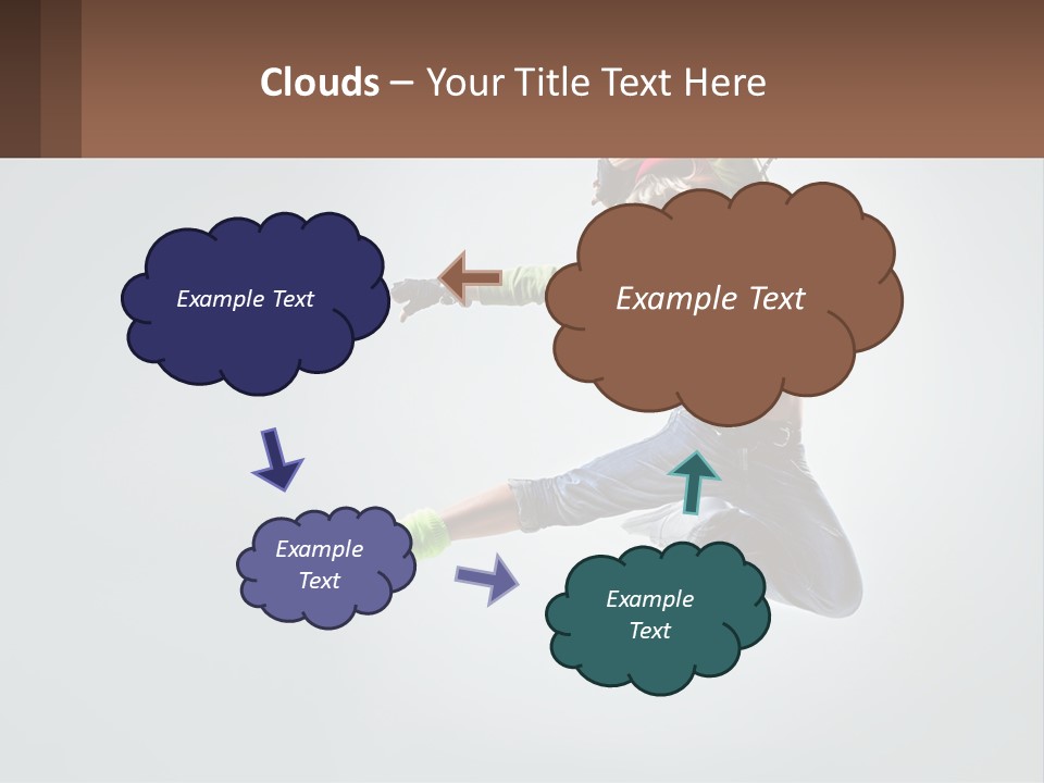 A Woman Jumping In The Air With A Backpack On Her Back PowerPoint Template