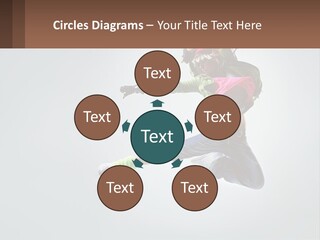 A Woman Jumping In The Air With A Backpack On Her Back PowerPoint Template