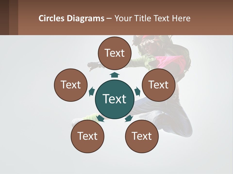 A Woman Jumping In The Air With A Backpack On Her Back PowerPoint Template