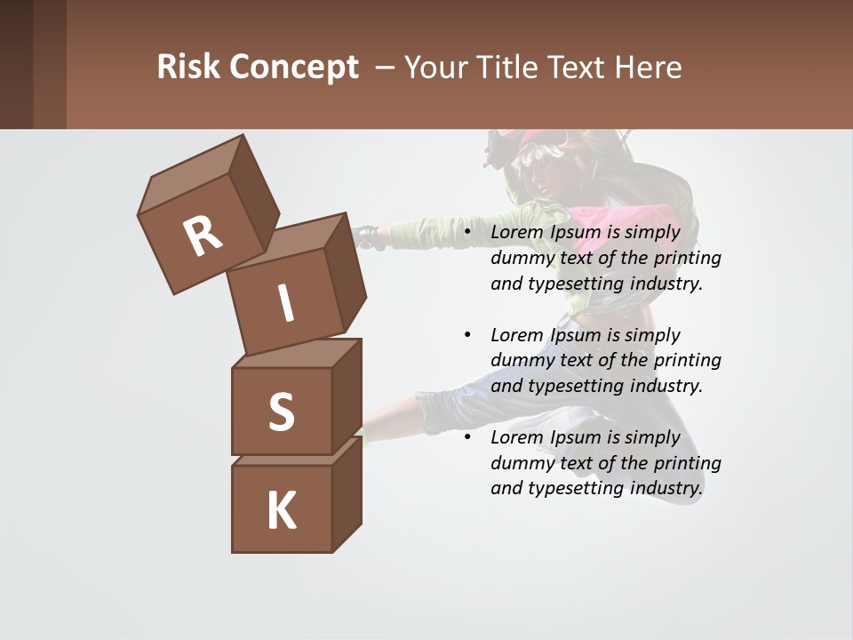 A Woman Jumping In The Air With A Backpack On Her Back PowerPoint Template