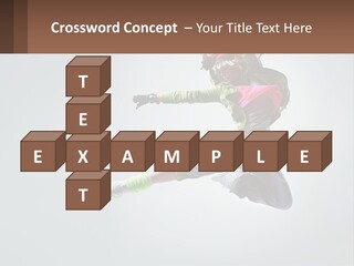 A Woman Jumping In The Air With A Backpack On Her Back PowerPoint Template