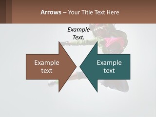 A Woman Jumping In The Air With A Backpack On Her Back PowerPoint Template