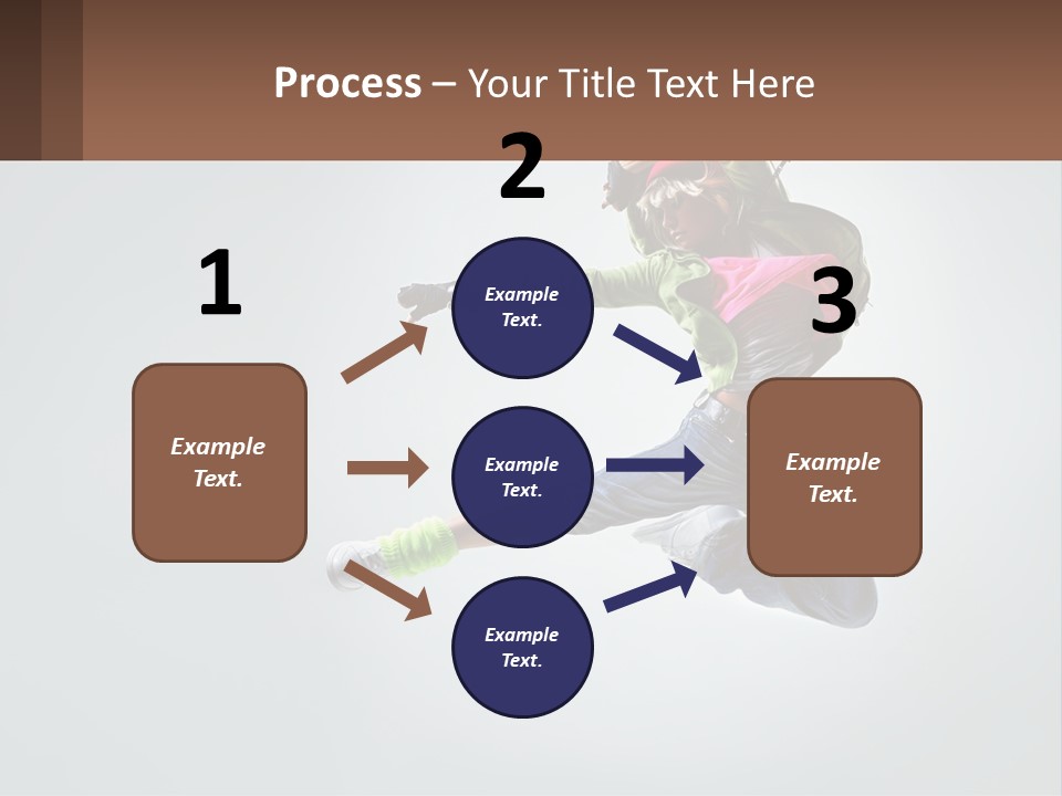 A Woman Jumping In The Air With A Backpack On Her Back PowerPoint Template