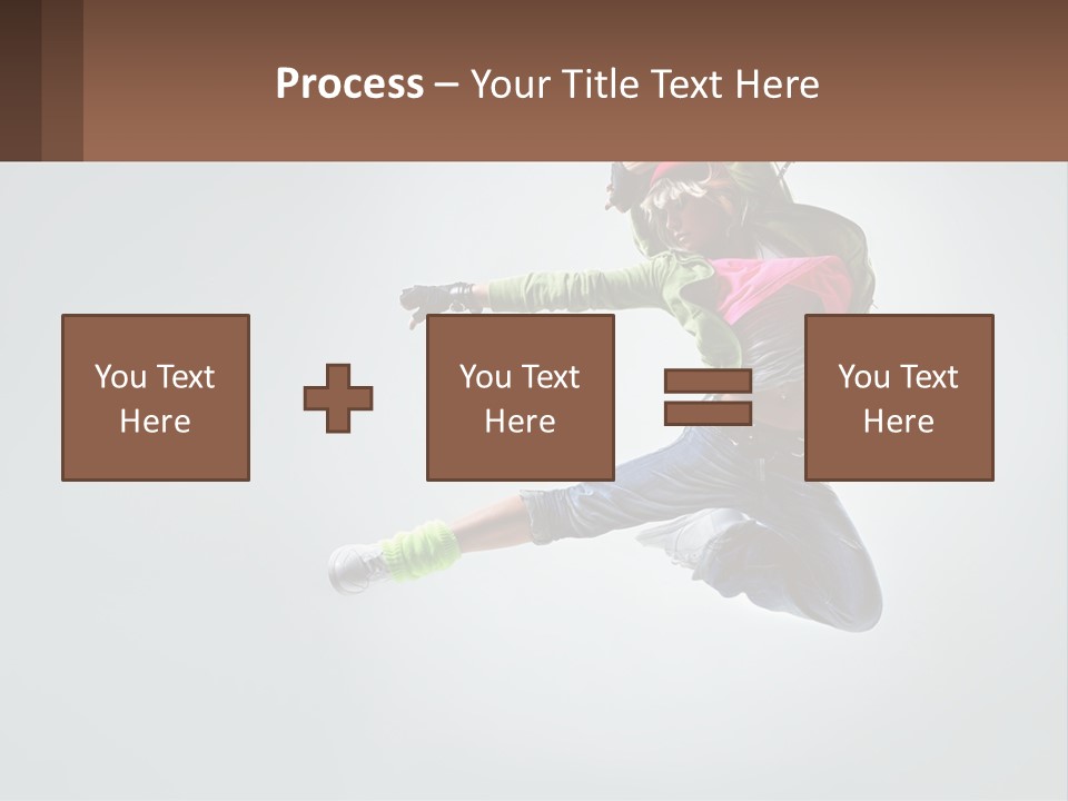 A Woman Jumping In The Air With A Backpack On Her Back PowerPoint Template