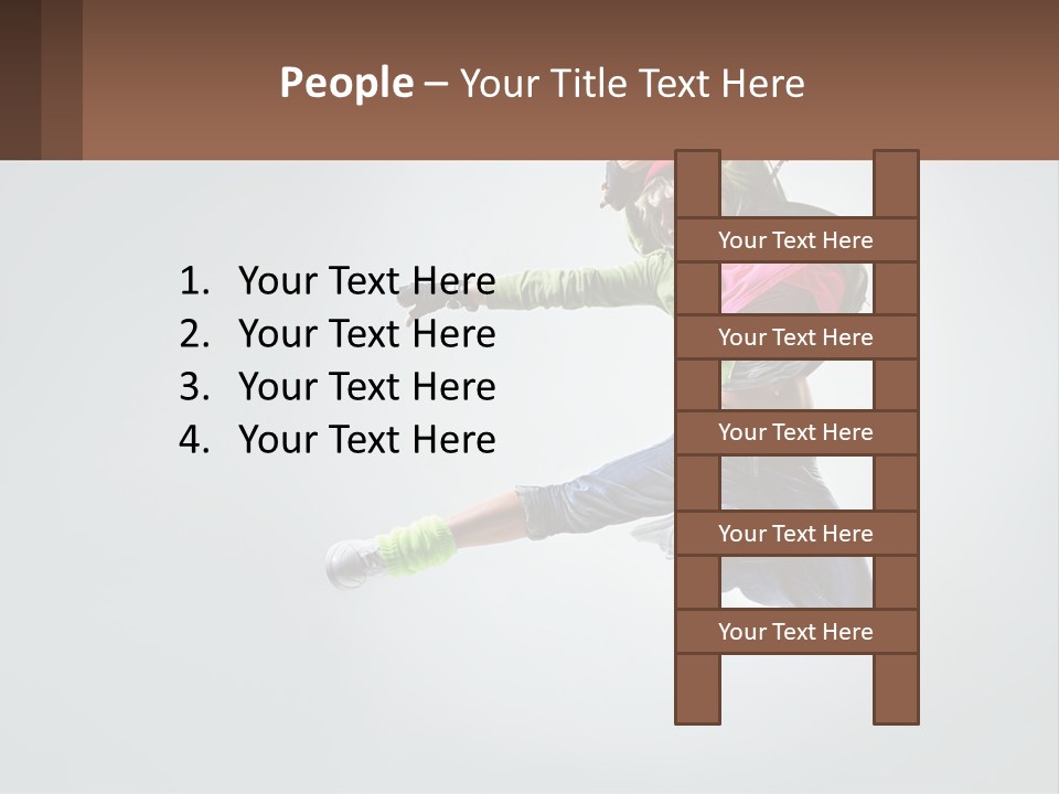 A Woman Jumping In The Air With A Backpack On Her Back PowerPoint Template