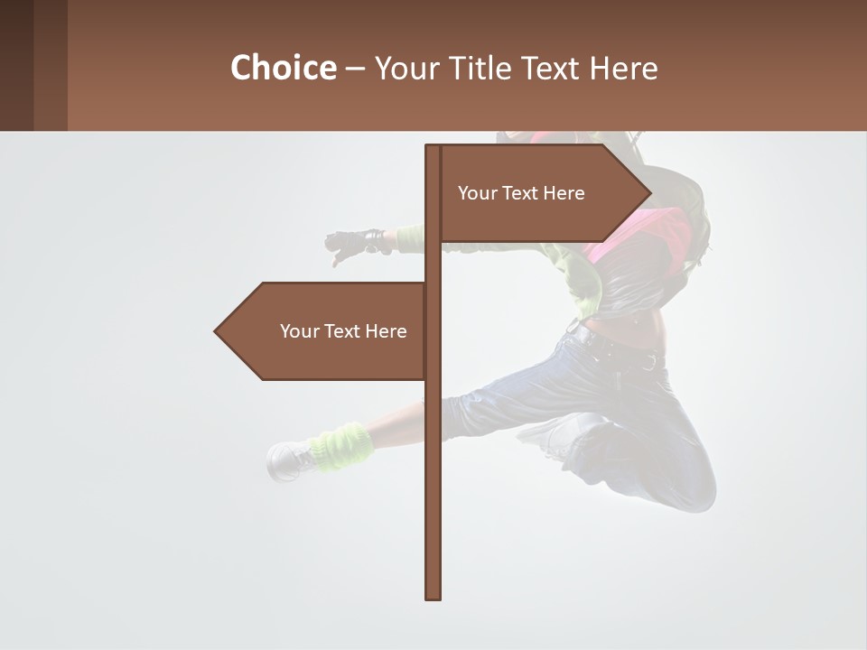 A Woman Jumping In The Air With A Backpack On Her Back PowerPoint Template