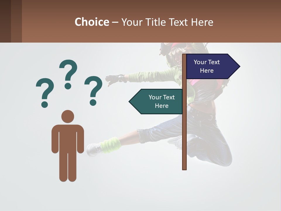 A Woman Jumping In The Air With A Backpack On Her Back PowerPoint Template