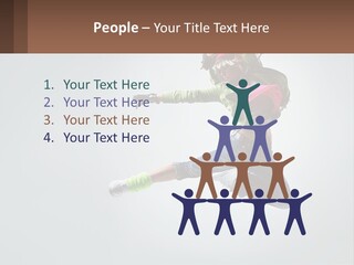 A Woman Jumping In The Air With A Backpack On Her Back PowerPoint Template