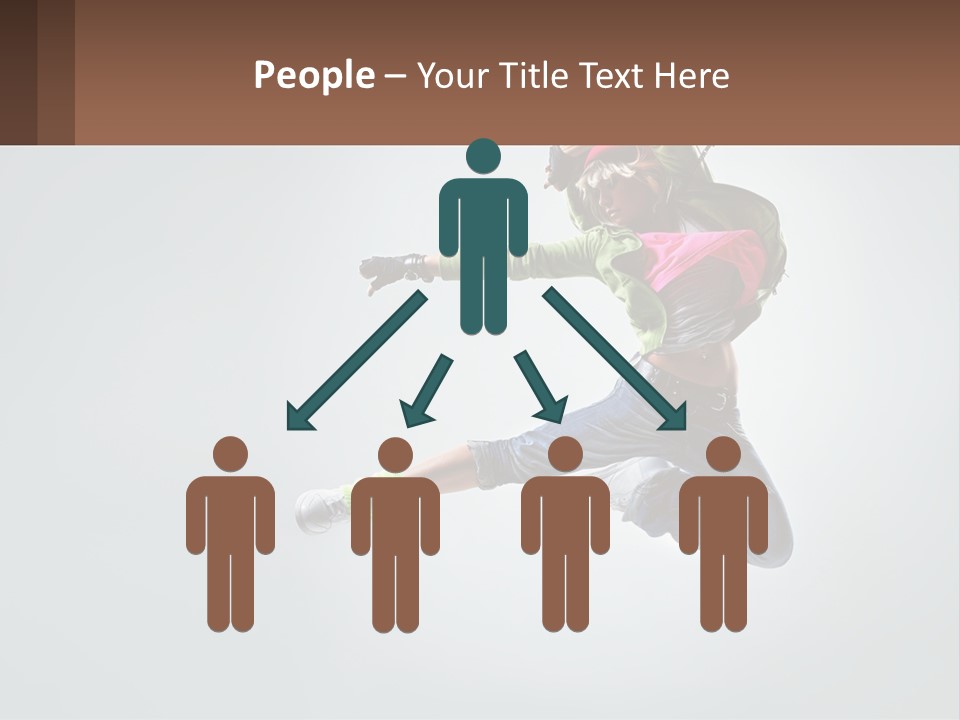 A Woman Jumping In The Air With A Backpack On Her Back PowerPoint Template