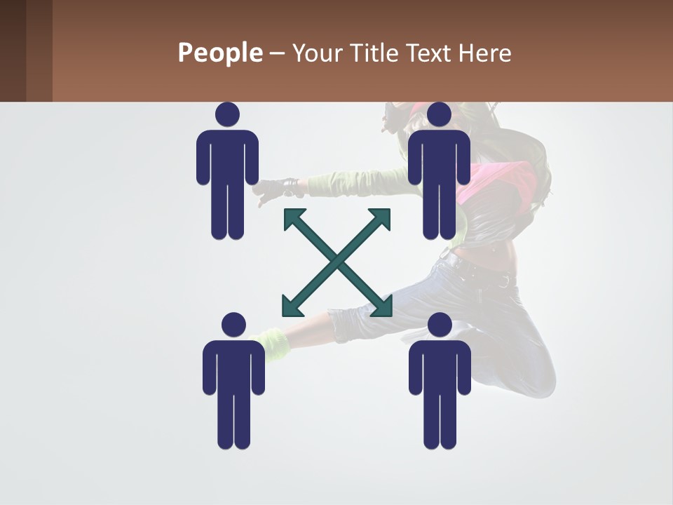 A Woman Jumping In The Air With A Backpack On Her Back PowerPoint Template