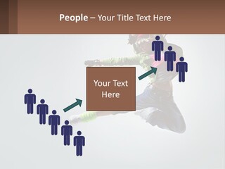 A Woman Jumping In The Air With A Backpack On Her Back PowerPoint Template