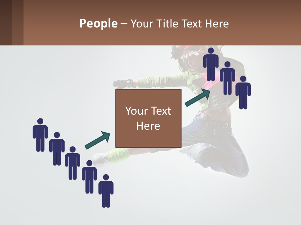 A Woman Jumping In The Air With A Backpack On Her Back PowerPoint Template