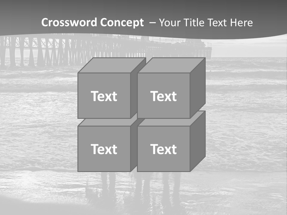 Three Surfers Standing On The Beach With A Pier In The Background PowerPoint Template