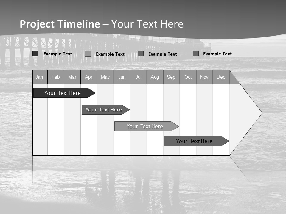 Three Surfers Standing On The Beach With A Pier In The Background PowerPoint Template