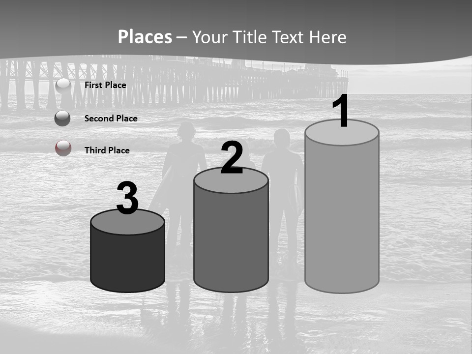 Three Surfers Are Standing On The Beach With Their Surfboards PowerPoint Template