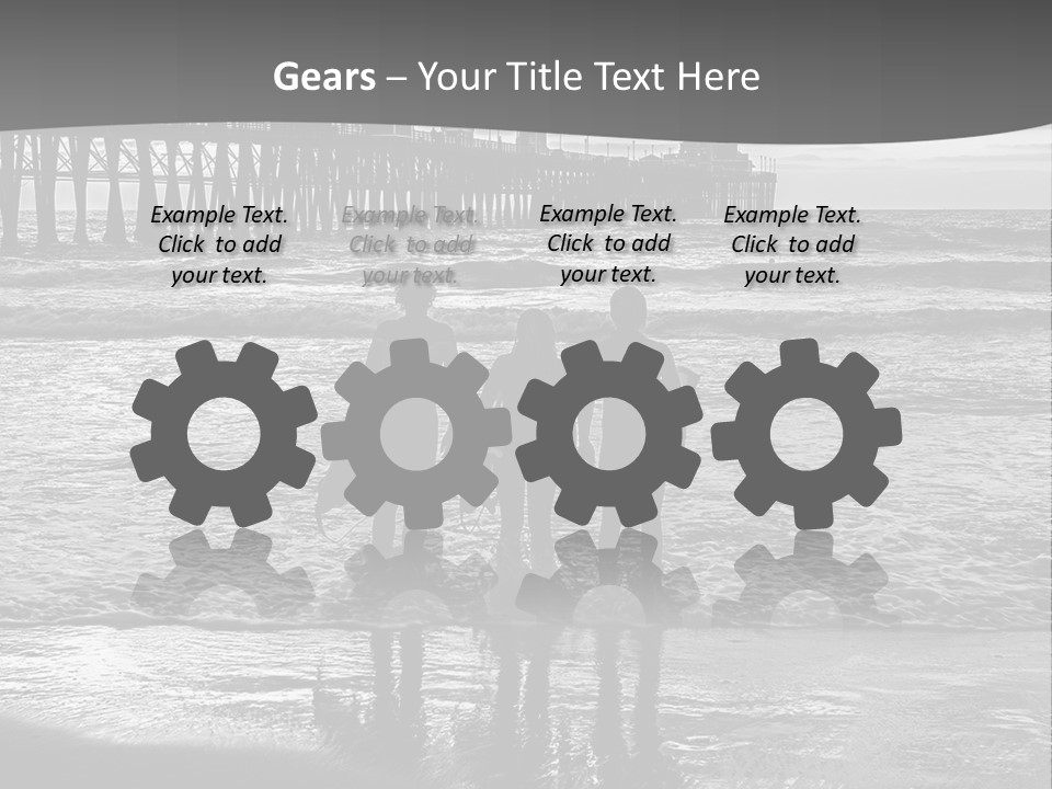 Three Surfers Are Standing On The Beach With Their Surfboards PowerPoint Template